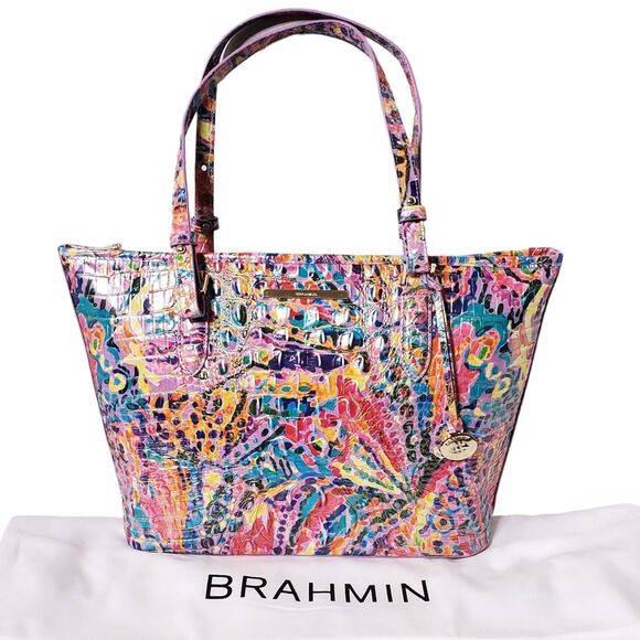 NWT Brahmin Medium Asher Tote Rainbow Reef Melbourne Multi Colorful Abstract - Picture 2 of 12